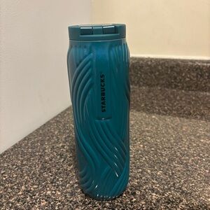 NWT Starbucks 2025 Spring Wavy Pearl 16oz Aqua Green/Blue SS Bottle Tumbler